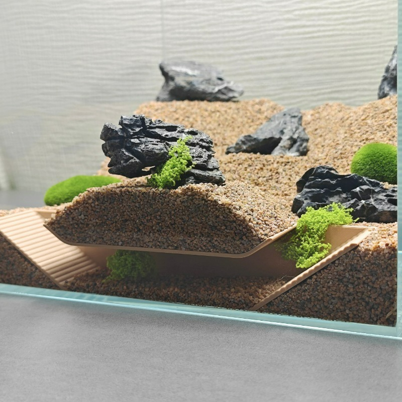 Aquarium Driftwood - ที่พักพิงสำหรับตู้ปลา, อุโมงค์ขั้นบันไดถ้ำใต้ดินสำหรับปลากุ้งปูเล่นการเพาะพันธุ์การวางไข่, การตกแต่งตู้ปลา