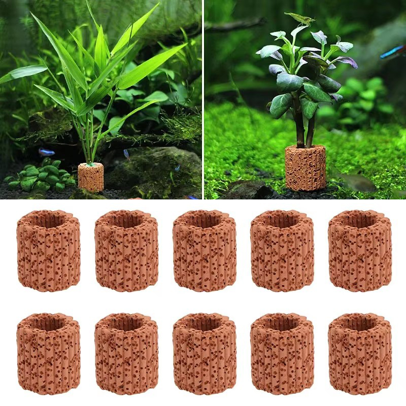 Plant Aquarium Pot - พืชน้ําแหวนคงที่สําหรับพิพิธภัณฑ์สัตว์น้ําภูมิทัศน์เซรามิคน้ําหม้อแหวนเครื่องมือตกแต่งอุปกรณ์เสริมถังปลา