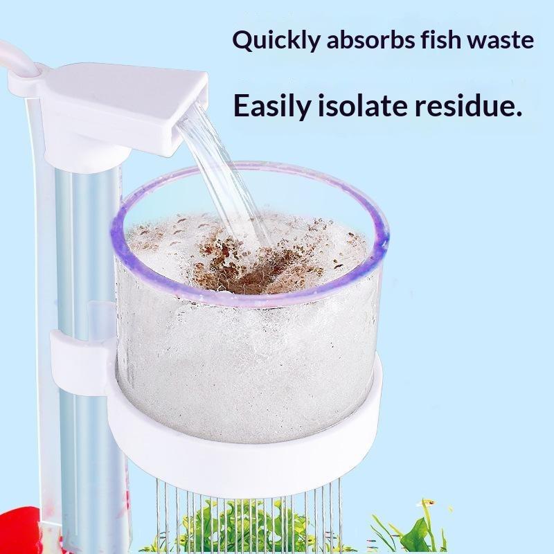 Planted Aquarium Cleaning - ชุดกรองตู้ปลาแบบยืดหดได้พร้อมระบบเพิ่มออกซิเจนและแผ่นป้องกัน พร้อมถ้วยดูดที่ยึดแน่นสำหรับทำความสะอาดตู้ปลา